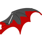 LEGO Schwarz Drachen Flügel mit Dark rot Trailing Kante (57004)