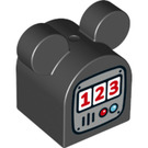 LEGO Schwarz Duplo Backstein 2 x 2 Gebogen mit Ohren und 123 (33373)
