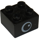 LEGO Noir Duplo Brique 2 x 2 avec Eye (3437)
