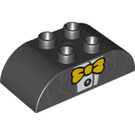 LEGO Noir Duplo Brique 2 x 4 avec Incurvé Sides avec Tuxedo Haut (43814 / 98223)