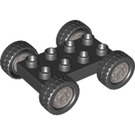 LEGO Duplo Noir Auto Base 2 x 4 avec Noir Tires et Argent roues (12591 / 12592)