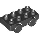 LEGO Black Duplo Car Base 2 x 4 with Black Wheels (95485)