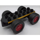 LEGO Black Duplo Car Base 2 x 6 with Yellow Stripe