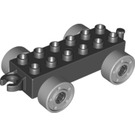 LEGO Black Duplo Car Chassis with Medium Stone Gray Wheels (2312 / 14639)