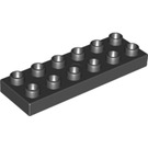 LEGO Black Duplo Plate 2 x 6 (98233)