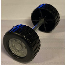 LEGO Black Duplo Wheels with Metal Axle and Medium Stone Gray Rims