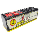 LEGO Schwarz Electric 9V Battery Box 4 x 14 x 4 Unterseite  Assembly mit Power Puller Muster Aufkleber (2847)