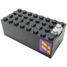 LEGO Zwart Electric 9V Battery Doos 4 x 8 x 2.333 Cover met Geel '11' Aan Purple Background Sticker (4760)