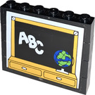 LEGO Zwart Fabuland Blackboard Assembly met Wit 'ABC' en Globe Sticker
