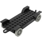 LEGO Svart Fabuland Bil Chassi 12 x 6 Old med Hitch