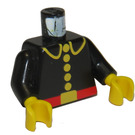 LEGO Zwart Brandweerman Torso met 5 Knoppen en Rood Riem (973)