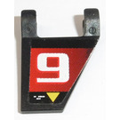 LEGO Schwarz Flagge 2 x 2 Angled mit "9" Recht Seite Aufkleber ohne ausgestellten Rand (44676)