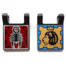 LEGO Black Flag 2 x 2 with Black Scorpion Front Side and Gold Lion with Crown Back Side without Flared Edge (2335)
