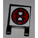 LEGO Zwart Vlag 2 x 2 met Minjago metal en speed logo Aan Tegenoverliggende zijden Sticker zonder uitlopende rand (2335)