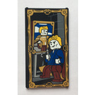LEGO Zwart Glas for Venster 1 x 4 x 6 met Gilderoy Lockhart Painting His Own Portrait Sticker (6202)