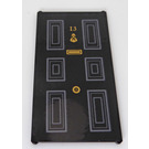 LEGO Black Glass for Window 1 x 4 x 6 with Gray Rectangles, Gold Door Knocker and Number 13 Sticker (6202)