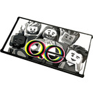 LEGO Black Glass for Window 1 x 4 x 6 with Minifigures and 'Qe' on White Background Sticker (6202)