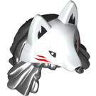 LEGO Schwarz Haar mit Braids mit Weiß Wolf Maske (65478)