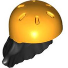 LEGO Black Hair with Bright Light Orange Sports Helmet (2137)