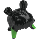 LEGO Zwart Haar met Buns en Dik Pony met Groen tips (66091 / 66915)