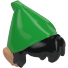 LEGO Black Hair with Light Flesh Ears and Green Pointed Hat with Feather (101812)