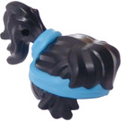 LEGO Black Hair with Ponytail and Dark Azure Headband