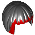 LEGO Schwarz Haar mit Kurz Bob Cut  mit rot Vorderseite (17577 / 62711)