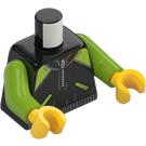 LEGO Svart Halv Zip Jacka med Lime Sleeves Kropp (973 / 76382)