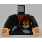 LEGO Sort Harry Potter Torso med Rød POTTER Stitching og Sort Arme og Lys Kød Hænder (973 / 76382)