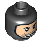 LEGO Black Head with Balaclava, Evil Grin and Stubble (Recessed Solid Stud) (13365 / 73433)