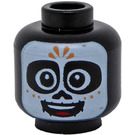 LEGO Schwarz Kopf mit Gesicht Painting Weiß (Einbau-Vollbolzen) (3626 / 101991)