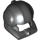 LEGO Zwart Helm met Ronde Ear Pads met Sand Blauw en Medium Blauw Markings (94203)