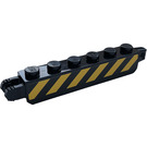 LEGO Black Hinge Brick 1 x 6 Locking Double with Danger Stripes Sticker (30388)