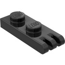 LEGO Schwarz Scharnier Platte 1 x 2 mit 3 Stubs und solide Bolzen