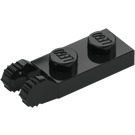 LEGO Schwarz Scharnier Platte 1 x 2 mit Verriegelt Finger mit Nut (44302)