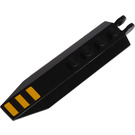 LEGO Black Hinge Plate 1 x 8 with Angled Side Extensions with 3 Bright Light Orange Stripes Sticker (Squared Plate Underneath) (14137)