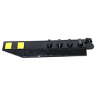 LEGO Black Hinge Plate 1 x 8 with Angled Side Extensions with Yellow Stripes Sticker (Squared Plate Underneath) (14137)