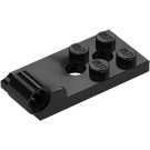 LEGO Svart Gångjärn Platta Botten 2 x 4 med 4 Knoppar och 2 stifthål (43056)