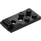 LEGO Sort Hængsel Plade Bund 2 x 4 med 4 knops og 3 pin huller (98285)