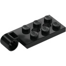 LEGO Zwart Scharnier Plaat Top 2 x 4 met 6 Noppen en 2 pin gaten (43045)