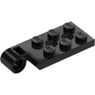 LEGO Zwart Scharnier Plaat Top 2 x 4 met 6 Noppen en 3 pin gaten (98286)