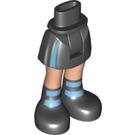 LEGO Schwarz Hüfte mit Basic Gebogen Skirt mit Schwarz Boots mit Dark Azure Streifen mit dickem Scharnier (92820)