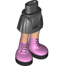 LEGO Zwart Heup met Basic Gebogen Rok met Bright Roze Boots en Zwart Laces met dik scharnier (35634)