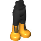 LEGO Noir Hanche avec Pants avec Bright Light Orange Boots et Noir Laces (16925)