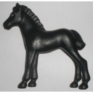 LEGO Schwarz Pferd - Foal mit Brown Eye Outline (6193 / 75534)