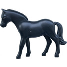 LEGO Schwarz Pferd mit Schwarz Schwanz und Weiß und Schwarz Shoes mit Groß Runden Augen mit Light Grau oben und Dark Orange Unterseite Eyelids, Klein Glints Muster (6171)