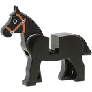 LEGO Schwarz Pferd mit Orange-Brown Bridle und Weiß Circled Augen (73392 / 75998)