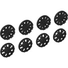 LEGO Schwarz Nabe Caps (7 Spoke Y Shape und 10 Spoke T Shape) (18979)