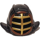 LEGO Schwarz Kendo Helm mit Gold Gitter und Reddish Braun Trim (98130)