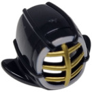 LEGO Black Kendo Helmet with Gold Grille and White Trim (98130)